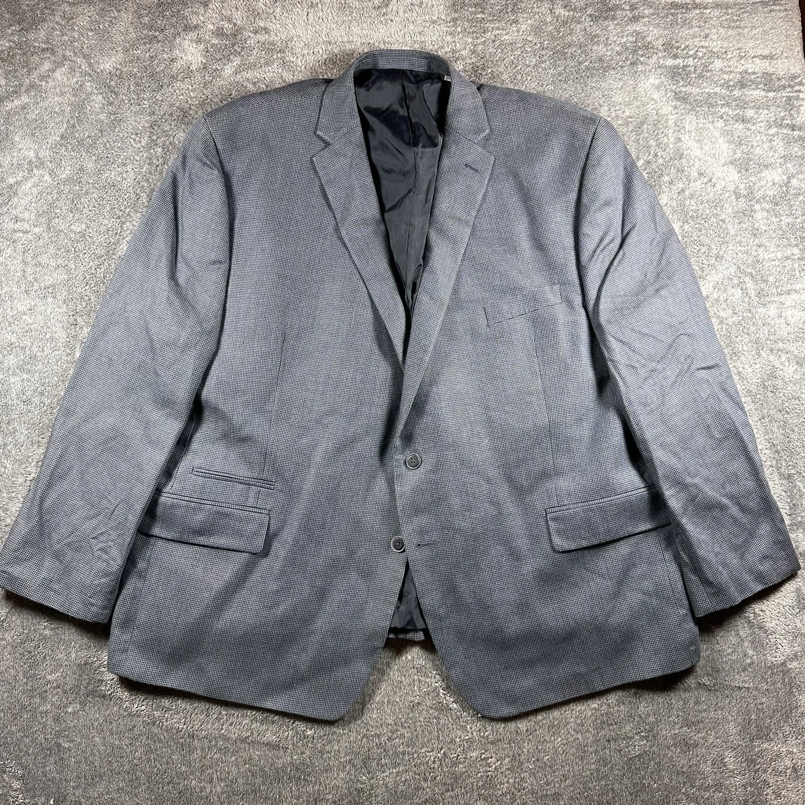 Michael Kors 54R Blazer Uomo Cappotto Sportivo Grigio Blu Lana Seta 2 Bottoni Birdseye