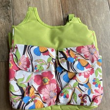 Green Floral Baby Diaper Bag with Multiple Pockets, Multicolor Design