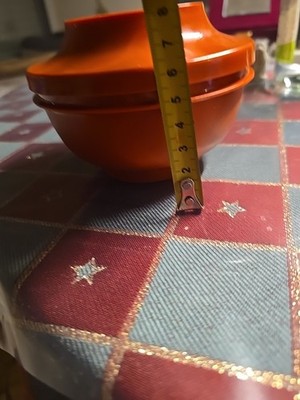 Vintage Tupperware Hard Plastic Lidded Storage Container Bowl Terracotta Brown 