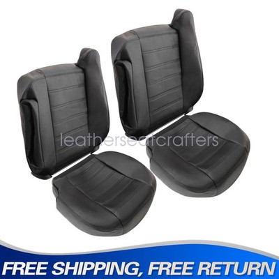 Fits 2003-2007 Hummer H2 Driver & Passenger Bottom-Top Seat Cover Black