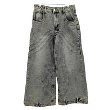 Musera Y2K Structural Wide Leg Jeans Sz 30 Grunge Skate Aesthetic Sculpted Panel