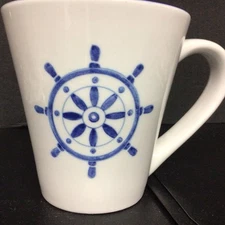 Ahoy Collection Nautical Ceramic Coffee/Tea Mugs, 13.5Oz