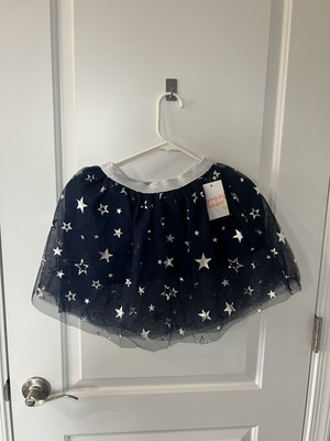 Girls Starry Tulle Skater Skirt With Shorts Navy Blue Size 10