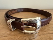 Vintage 90s Onyx by Brighton 1993 Sz 36 Brown Leather Western Belt