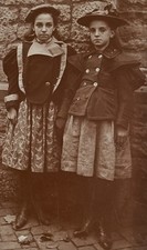 Original Cabinet Card Photograph Two School Girls Dated Oct 18 1897 Victorian