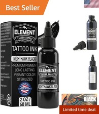 Professional-Grade 2oz Black Tattoo Ink - Trusted by Artists, Made in USA