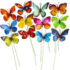 -Decorative Butterfly Clips, 3D Artificial Silk Butterflies, Multicolor, 12-P...