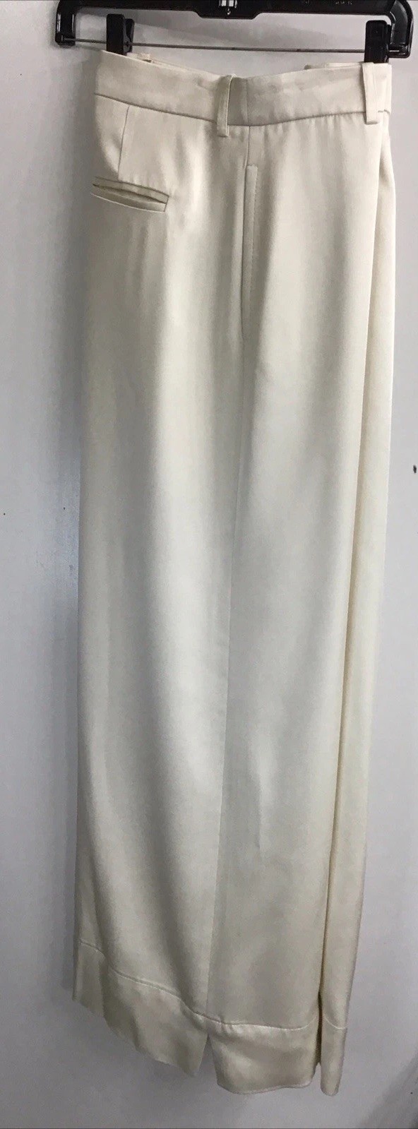 Pantalone Saint Laurent avorio vita alta dritto orlo largo punto nuovo taglia 48 12