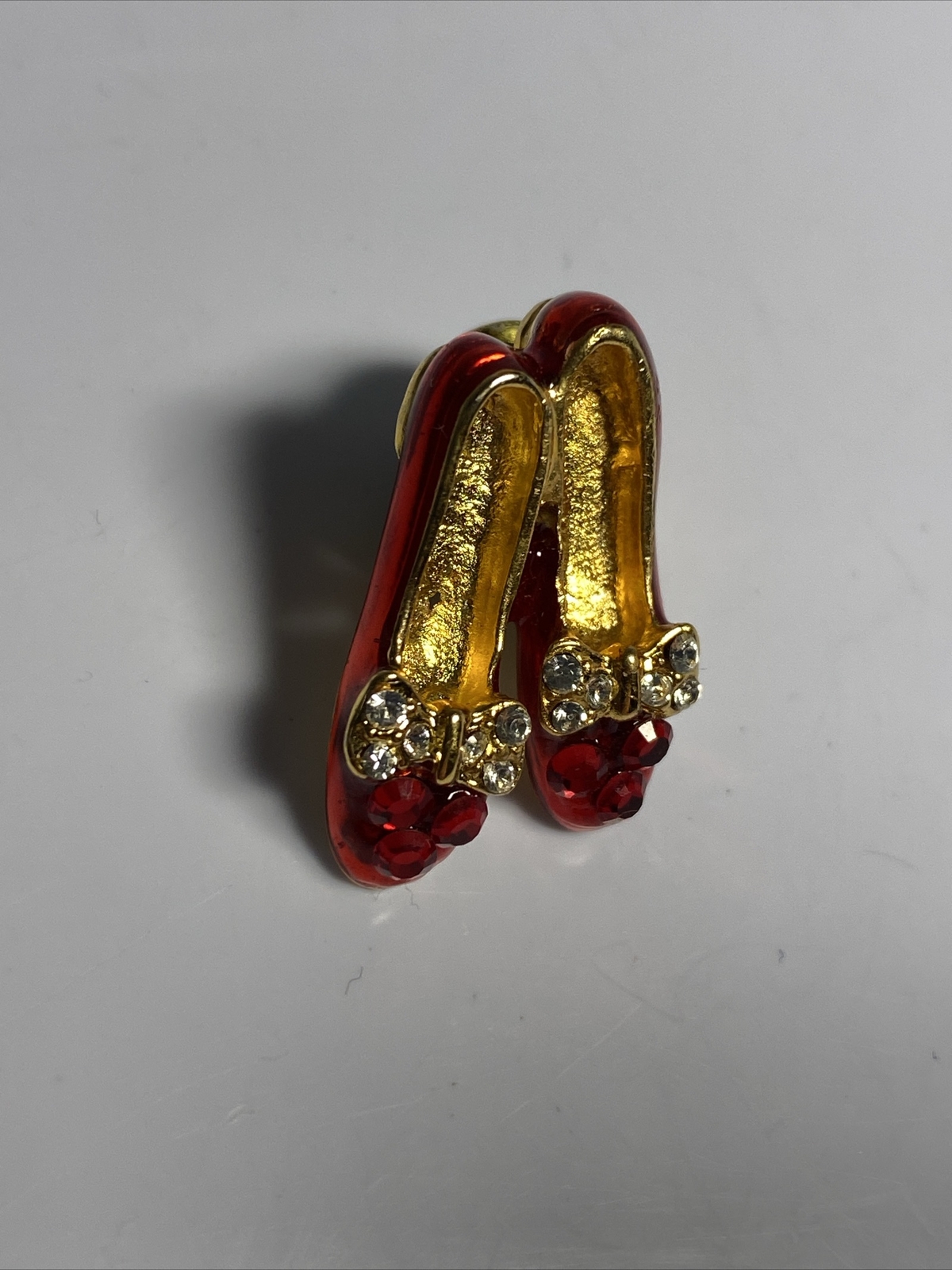 Ruby Red Enamel Rhinestone Mini Slippers Lapel Ha… - image 4