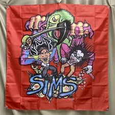 SIMS Skateboard Flag Kevin Staab Pirate Parrot Banner Tapestry 4x4ft Art Poster