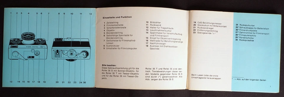 Original Rollei 35S 35T Rollei 35 User Manual - Excellent - Image 3 of 4