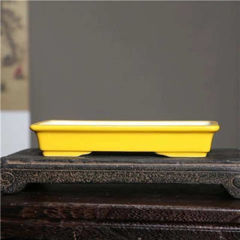 8.2" Purple Sand Pot Ceramic Bonsai Basin Rectangular Small Basin - Image 2 of 4