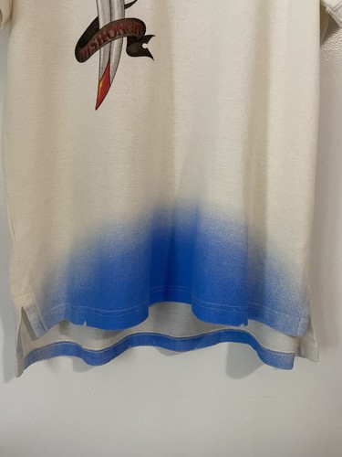 NWT Ed Hardy By Christian Audigier Mens Polo Pique Top Shirt L White/Blue - Picture 9 of 10