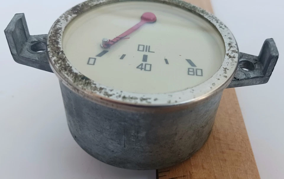 Manómetro de presión de aceite Austin Morris Oxford mecánico 0-80 PSI luces laterales vintage  Foto 2 de 4