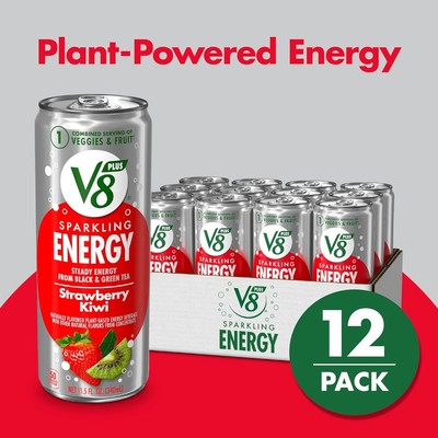 V8 +SPARKLING ENERGY Strawberry Kiwi Energy Drink, Made With Real Vegetable And