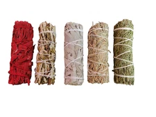 Mega Sage Sampler - Blue, White, Cedar, Yerba, Dragons Blood Sage - 4 inch each!