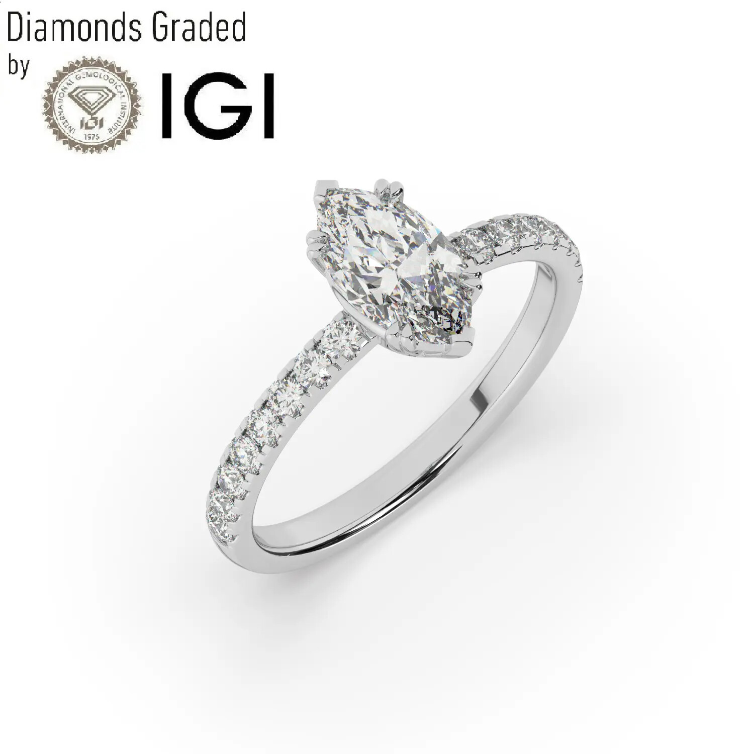 18k White Gold Marquise Solitaire Lab-Grown Diamond Engagement Ring 1.25 Ct-image