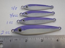 40 PCS ANCHOVY FISH JIG/SPOON STYLE LURE BAIT 2,1,3/4,5/8 OZ. PURPLE/WHITE 10ea.