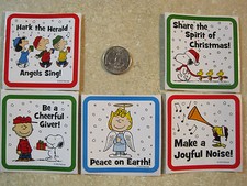 5 LARGE SNOOPY STICKERS PEANUTS CHRISTMAS SANTA ANGEL WOODSTOCK SCRAPBOOK