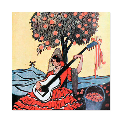 Lengo Kugel Spanische Gitarre Malerei Großer Wandkunstdruck Quadratisch 24x24 Zoll