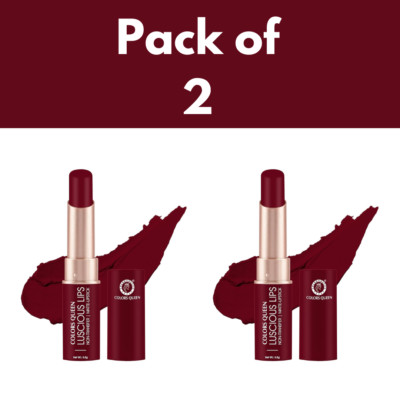 COLORS QUEEN Luscious Lips Non Transfer Matte Lipstick Shade Bride Maroon 3.5G