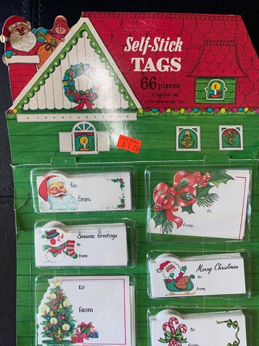 Vintage NEW Lot of 2 Eureka Christmas Self-Stick Tags 66 ct ea USA Santa Snowman - Picture 3 of 3