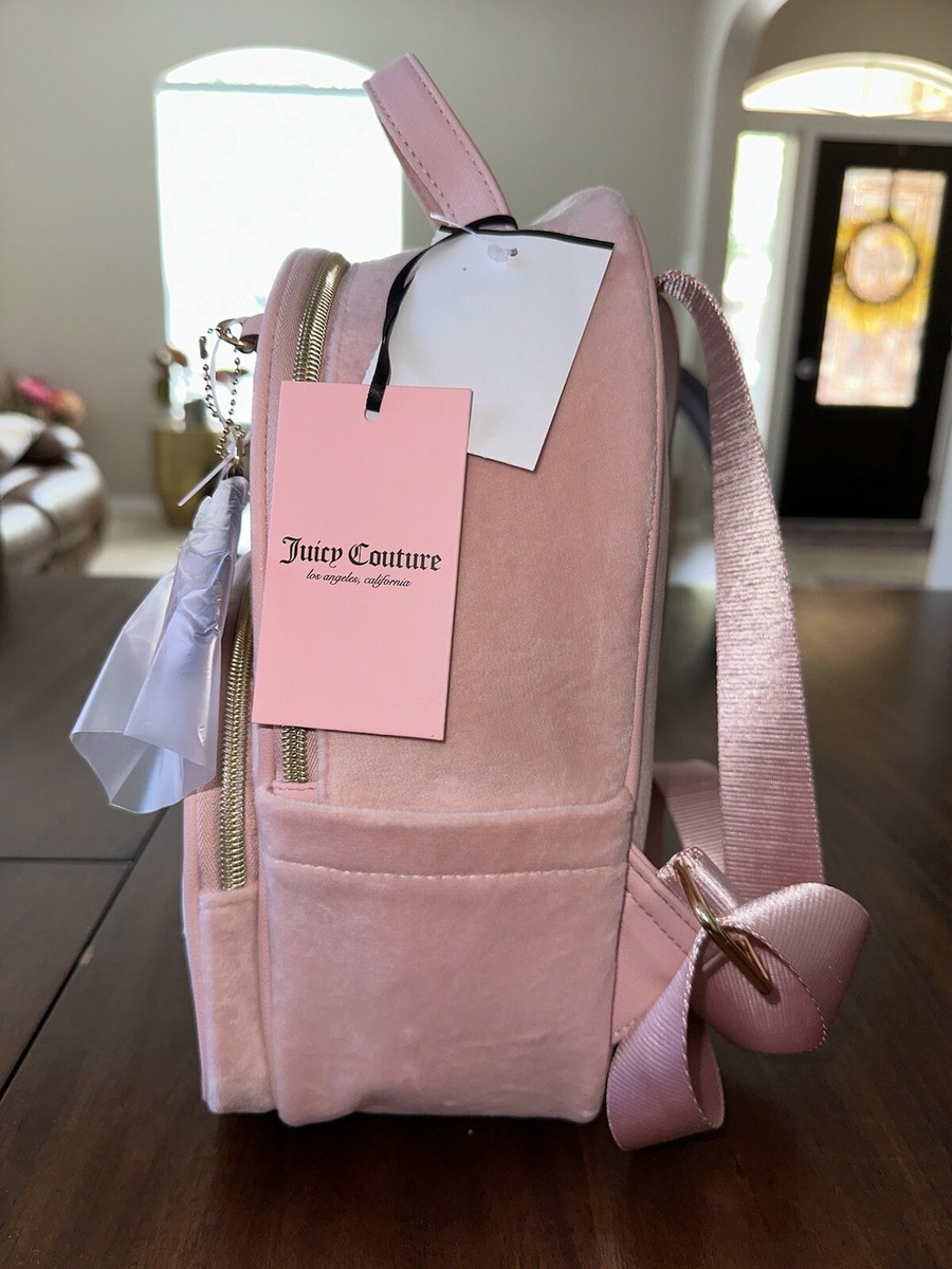 WOW! Juicy Couture Pink Diamond Velour Heritage Backpack Y2K style
