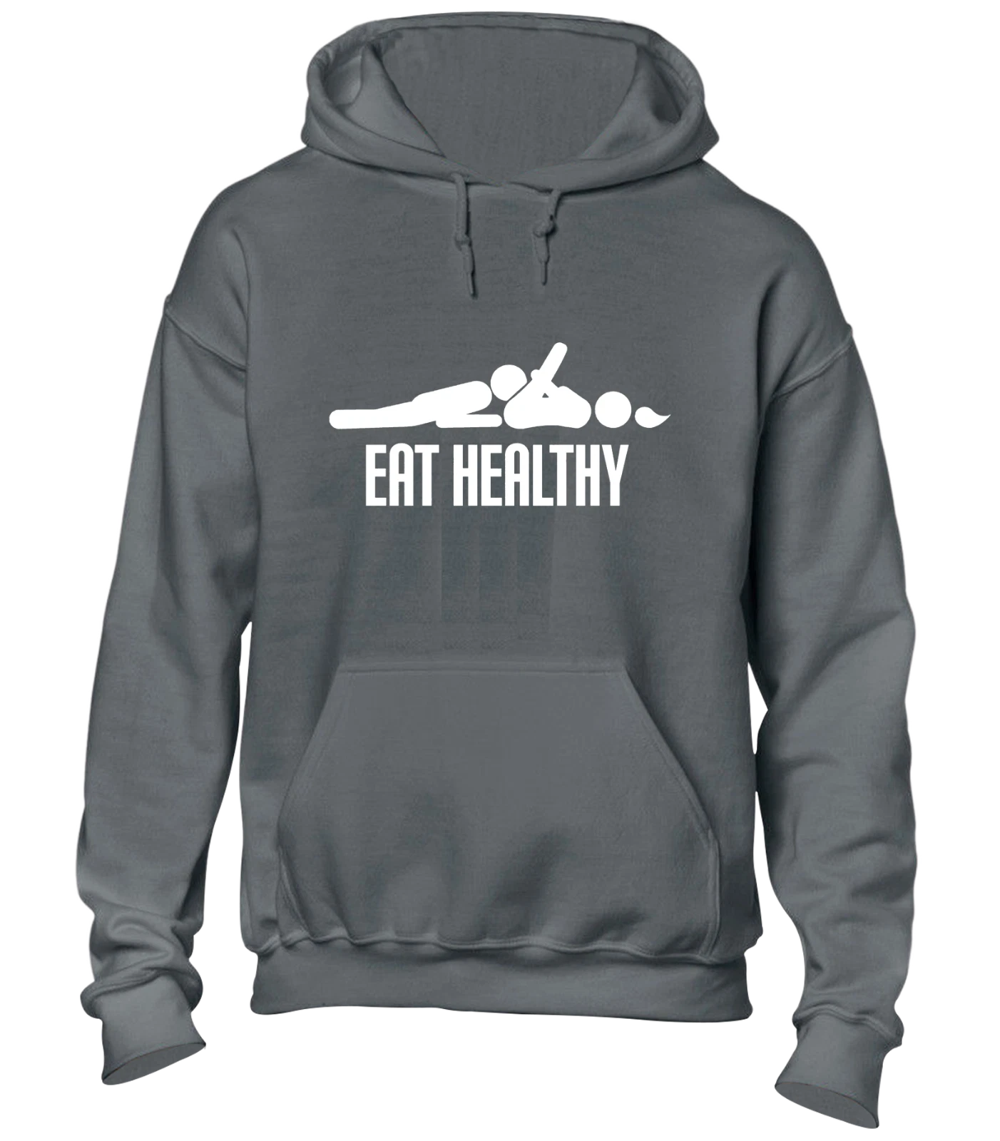 RHUDE FELPA CON CAPPUCCIO EAT HEALTHY FELPA DIVERTENTE SCHERZO RUDE DESIGN CARTONE ANIMATO TOP REGALO FANTASTICO