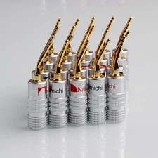 8PCS Nakamichi 2mm Pin Speaker Banana Plug Adapter Wire Connector Gold Plated