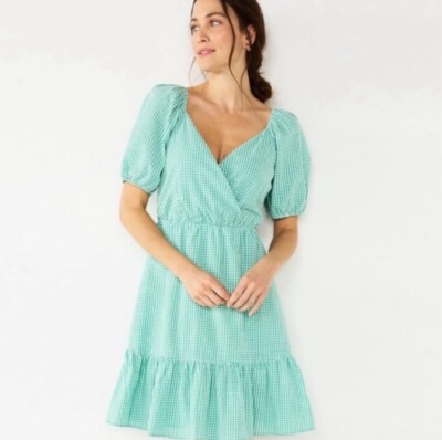 Draper James RSVP Green Gingham Mini Dress Tiered Peplum Size M | eBay Draper James RSVP Green Gingham Mini Dress Tiered Peplum Size M | eBay