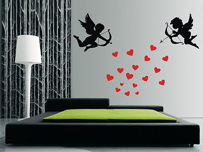 CUPIDS & LOVE HEARTS Wandbilder Aufkleber, Aufkleber - 3 x Größen, ideal für jeden Raum