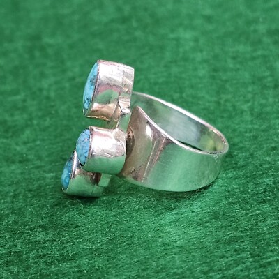 Navajo Native American Ronnie Willie Sterling Turquoise Adjustable 