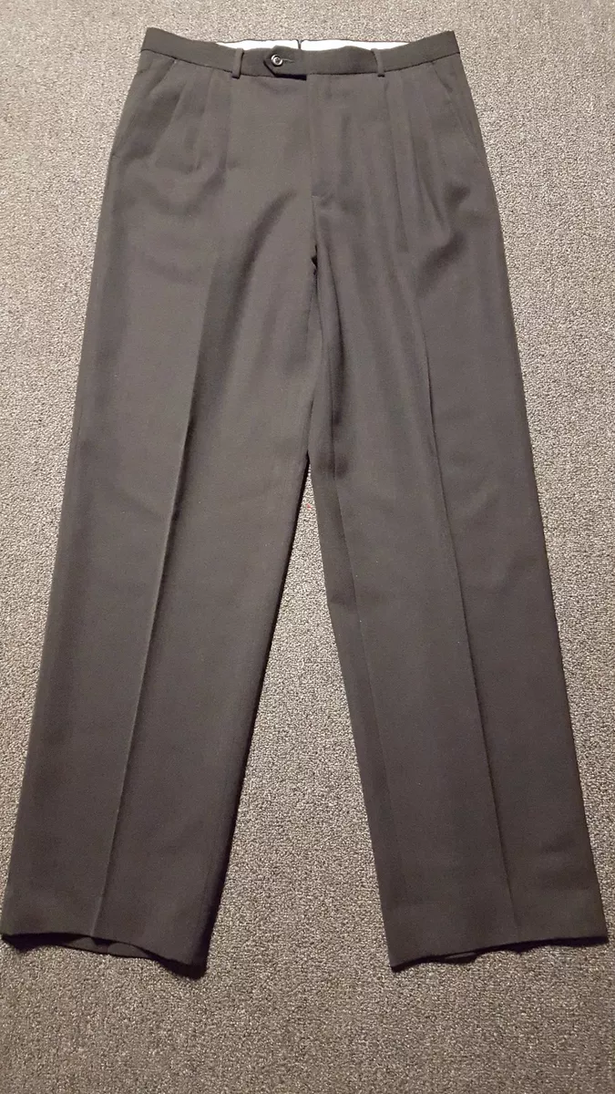 GIVENCHY MONSIEUR Men's Solid Black Slack Dress Pants Made in USA