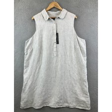 New Tahari Women 2X Linen Sheath Lagenlook Coastal Sleeveless Beach Coastal Dres