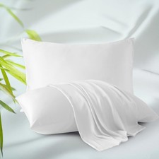 Bamboo Viscose Zippered Pillow Cases Standard Size Set of 2, 400 Thread Count...