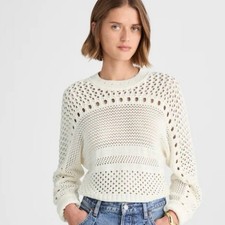 Madewell Open-Stitch Cotton Pullover Sweater in Lighthouse size M