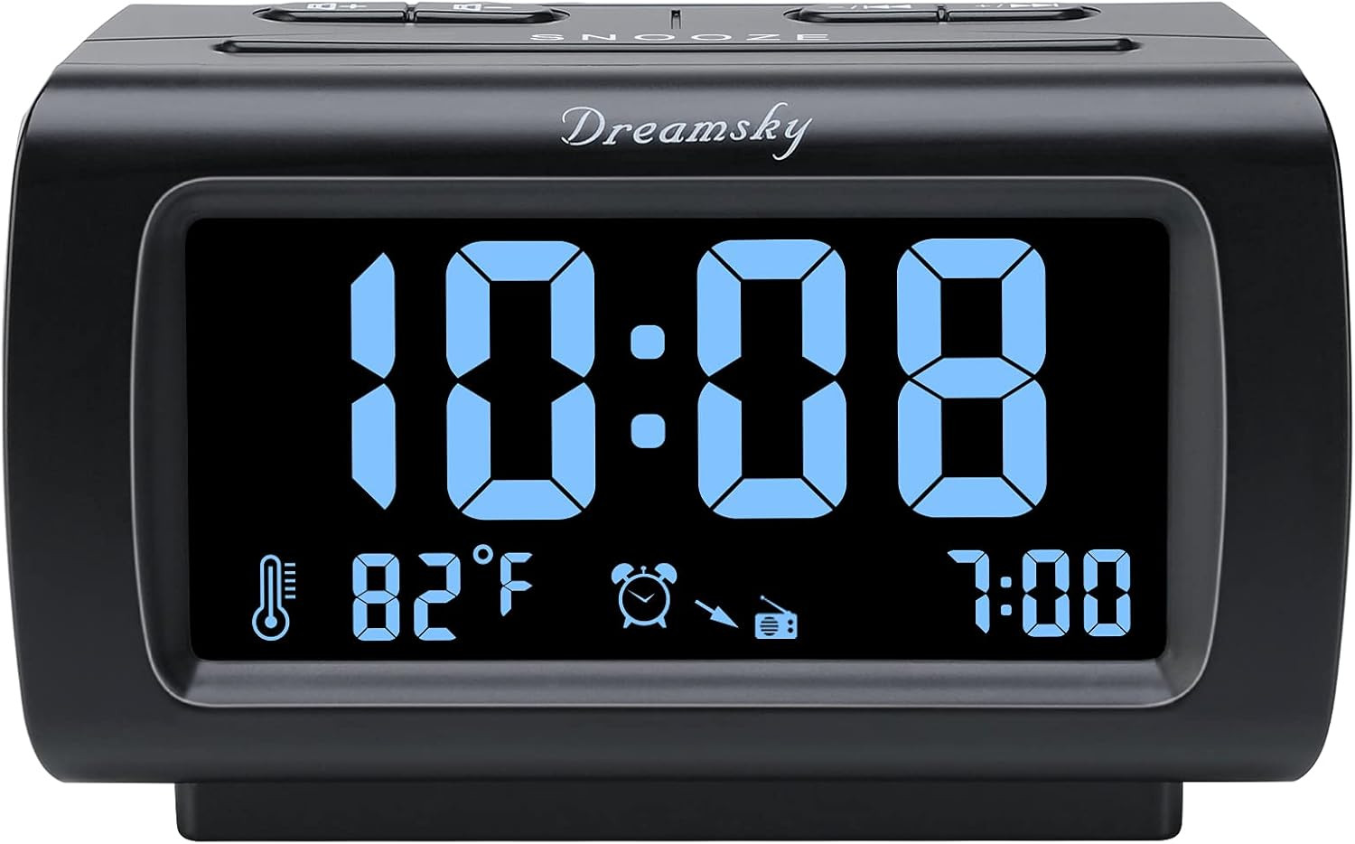 Alarm Clock Radios for Bedrooms with Battery Backup, Large Big Numbers with Dimm