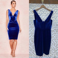 House Of CB Aneka Royal Blue Velvet Dress Sz L+
