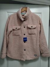 Roxy Girls Size Large 14/16 Pink Sherpa Winter Jacket Shirt NWT