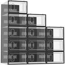 Shoe Storage, 12 Pack Shoe Organizer for Closet, Shoe Boxes Clear Plastic Sta...