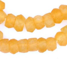 Tangerine Orange Faceted Recycled Java Sea Glass Beads 11mm Indonesia Large Hole