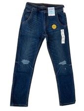 Cat Jack Jogger Flexible Drawstring Stretch Jean Distressed 12 Blue Denim NEW