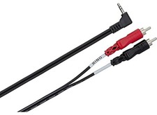 Hosa CMR-203R Stereo Breakout Cable - Right-angle 3.5mm TRS Male to Left and