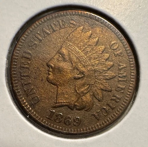 1869 Indian Head Cent Au Details Full Liberty