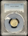PCGS MS65 1924 US Mercury Dime Silver Coin 10C-141