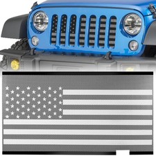 Front Grill Grille Insert - Aluminum Alloy Mesh Grill Insert US Flag Pattern，JK