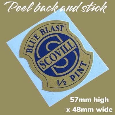 Scovil Blue Blast 1/2 Pint Vinyl Aufkleber Abziehbild Classic Vintage Blaslampe Messing