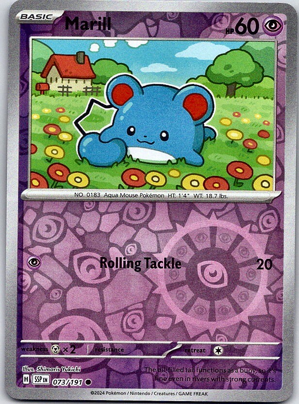 Marill - Surging Sparks (NM) Reverse Holo 73/191 Psychic Basic #183