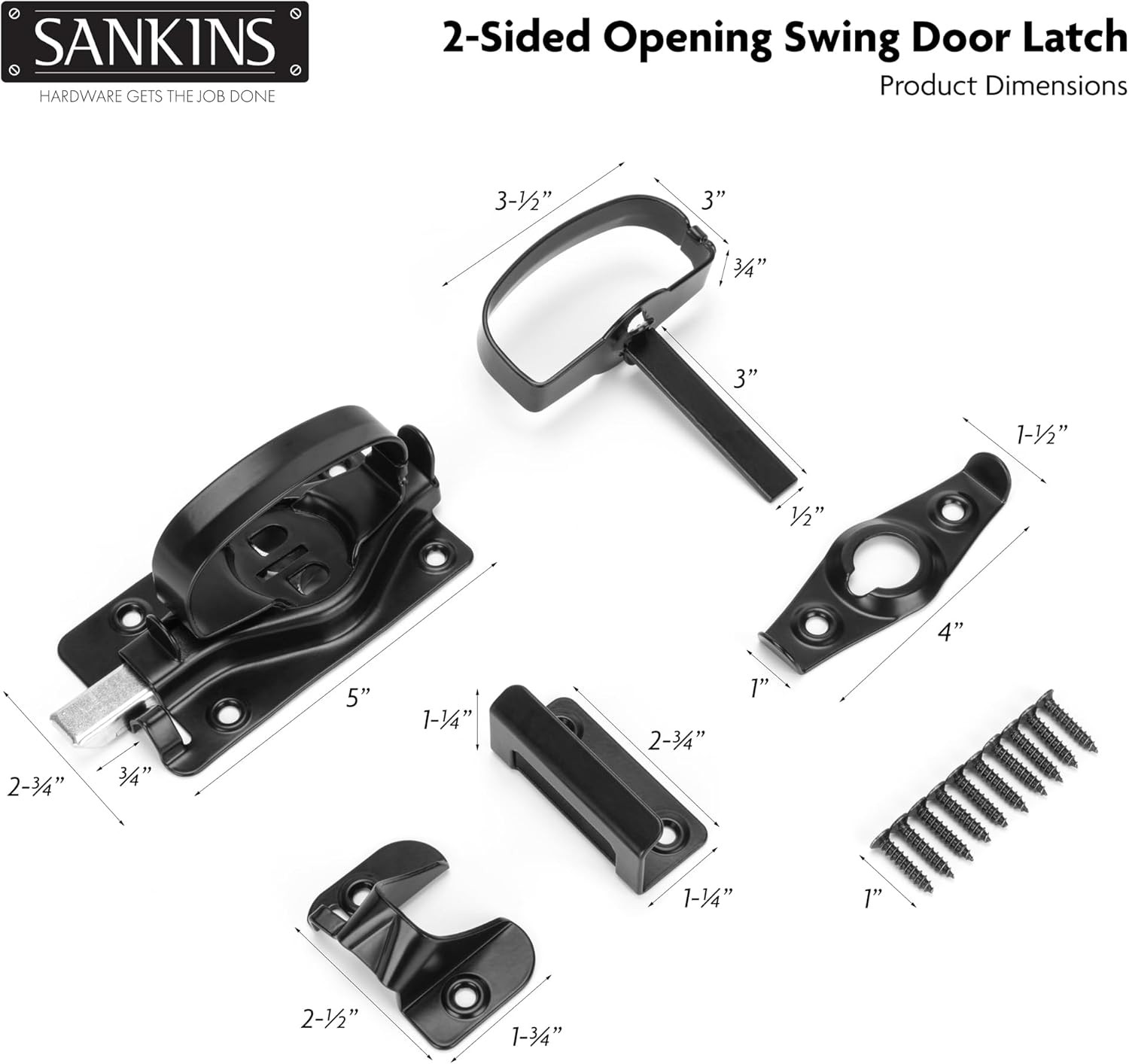 Gate Door Latch, Dual-Sided Operation, Heavy Duty Durable Black 