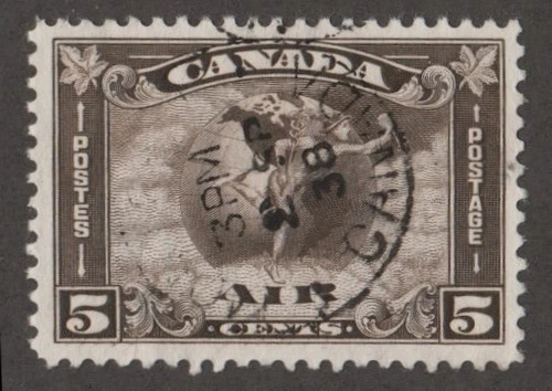Canada 5c airmail Scott #C2 superb used cds cancel